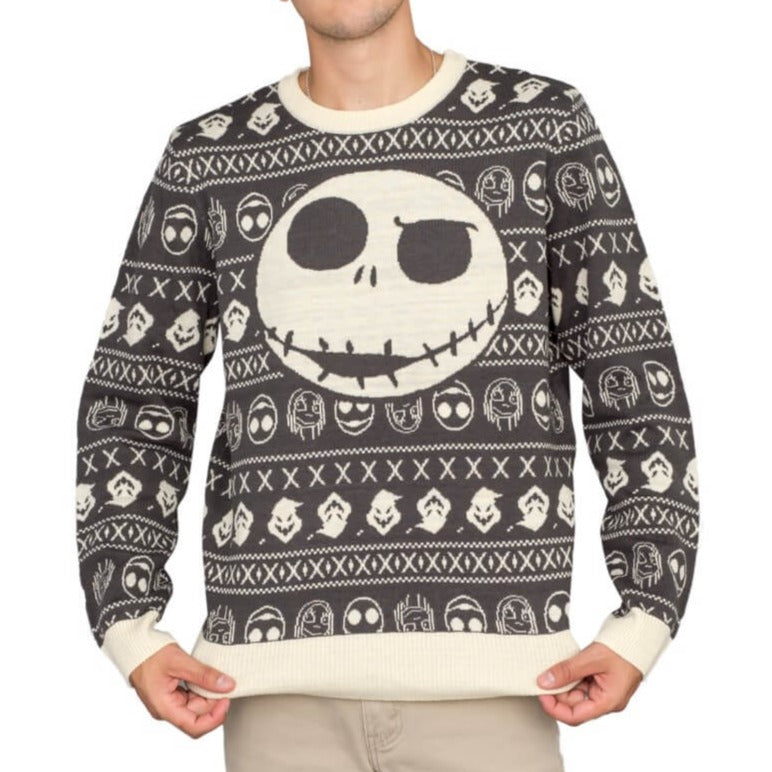 Toronto Maple Leafs Christmas Jack Skellington Face Pattern Ugly Christmas  Sweater - Banantees