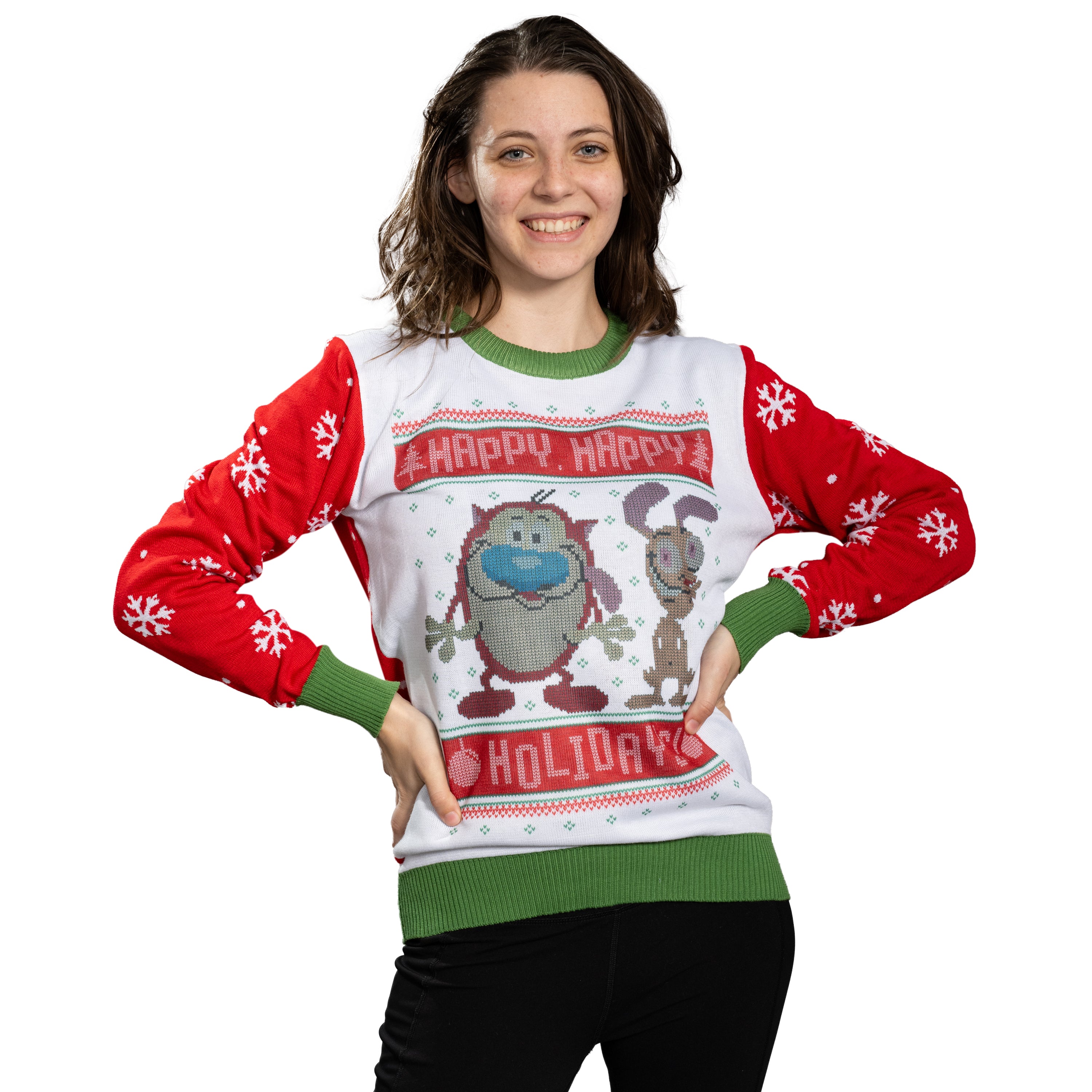 Happy Happy Holidays Ren & Stimpy Character Sweater