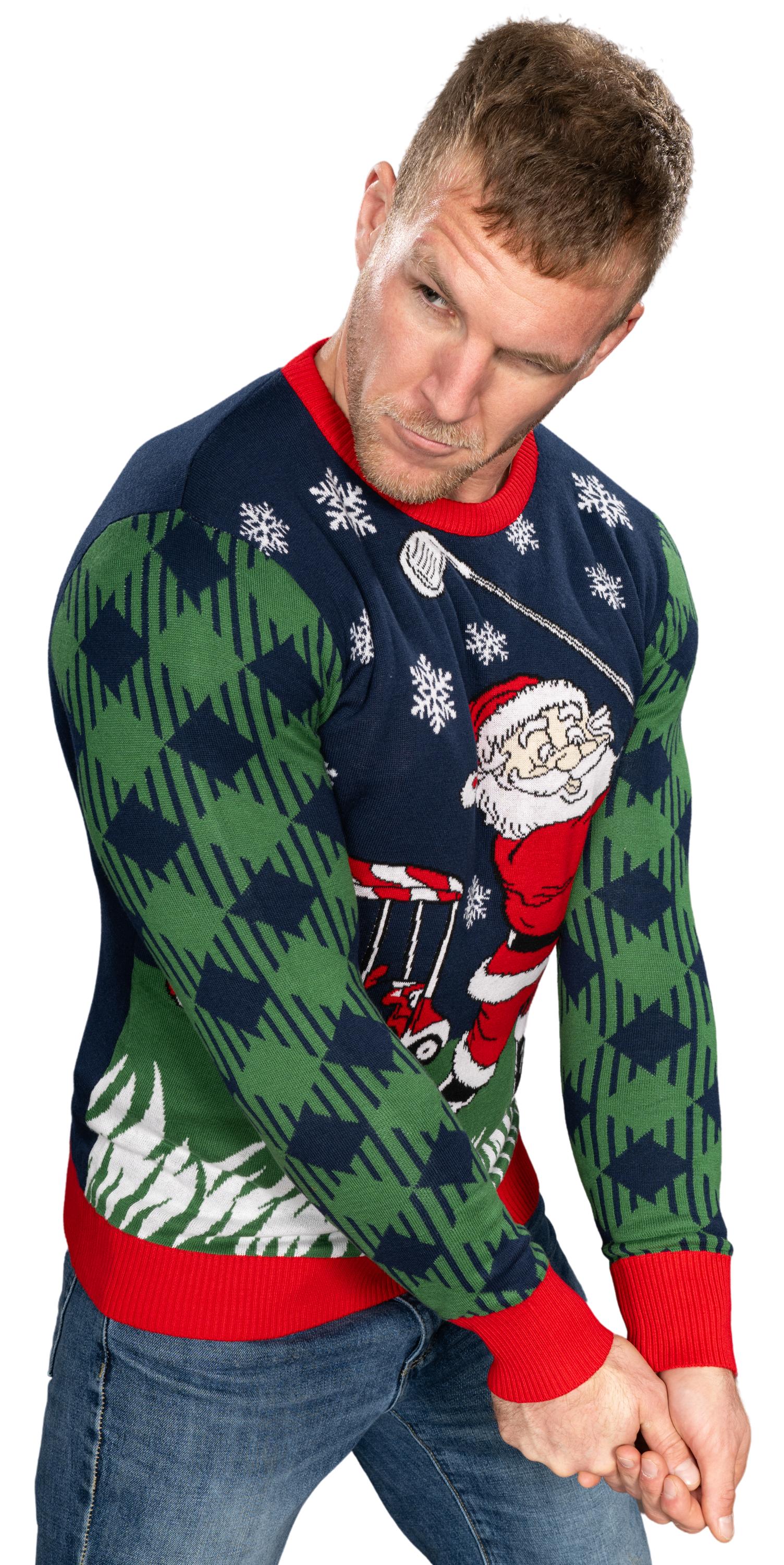 Golfing santa ugly sweater best sale