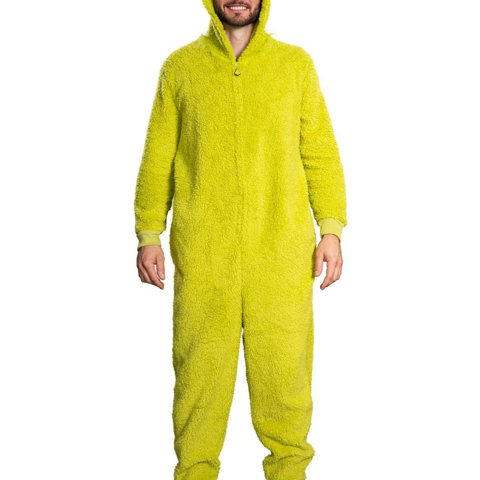 Grinch Sherpa Union Suit with Head Zipper