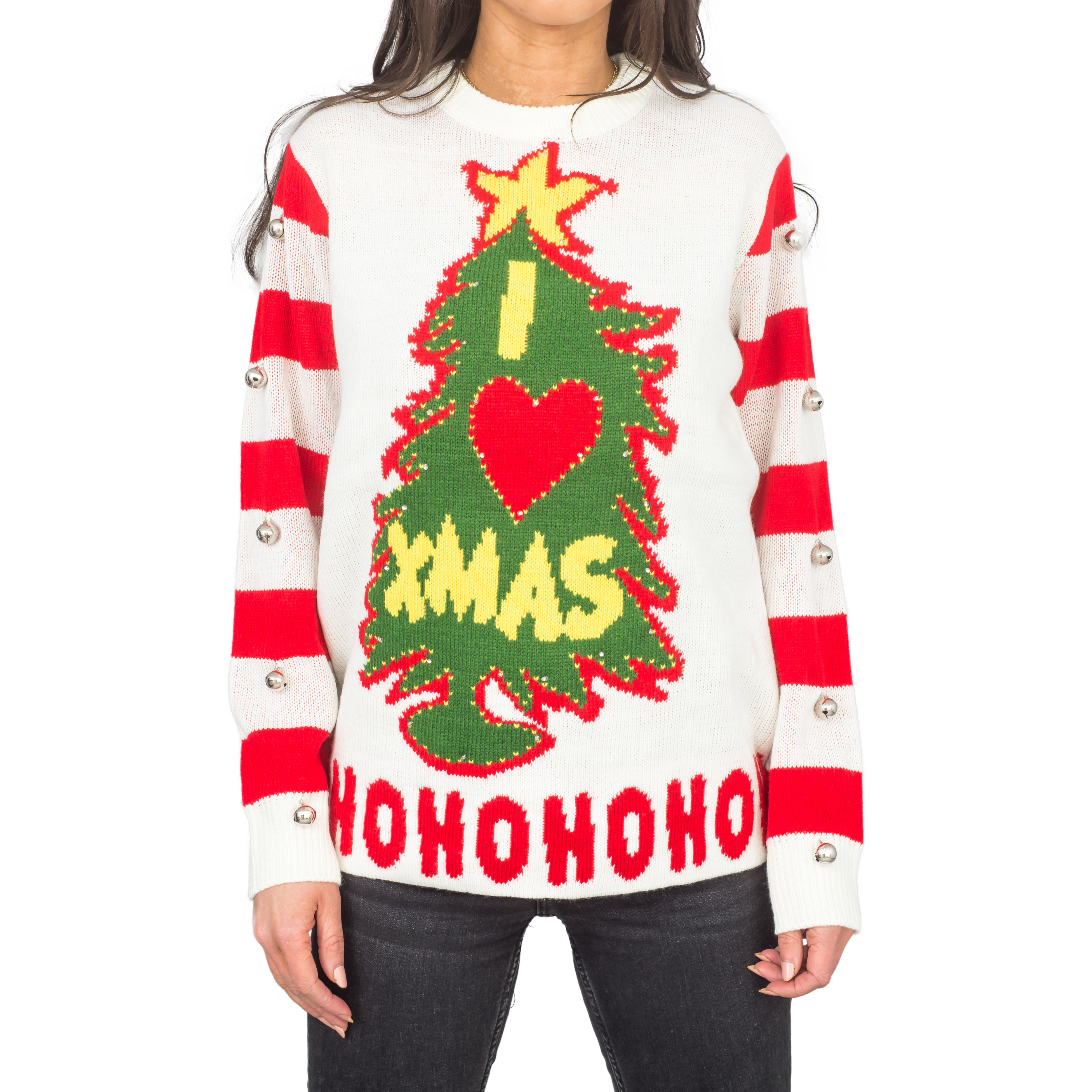 I Love Xmas HOHOHO Light Up (LED) and Bells Ugly Christmas Sweater