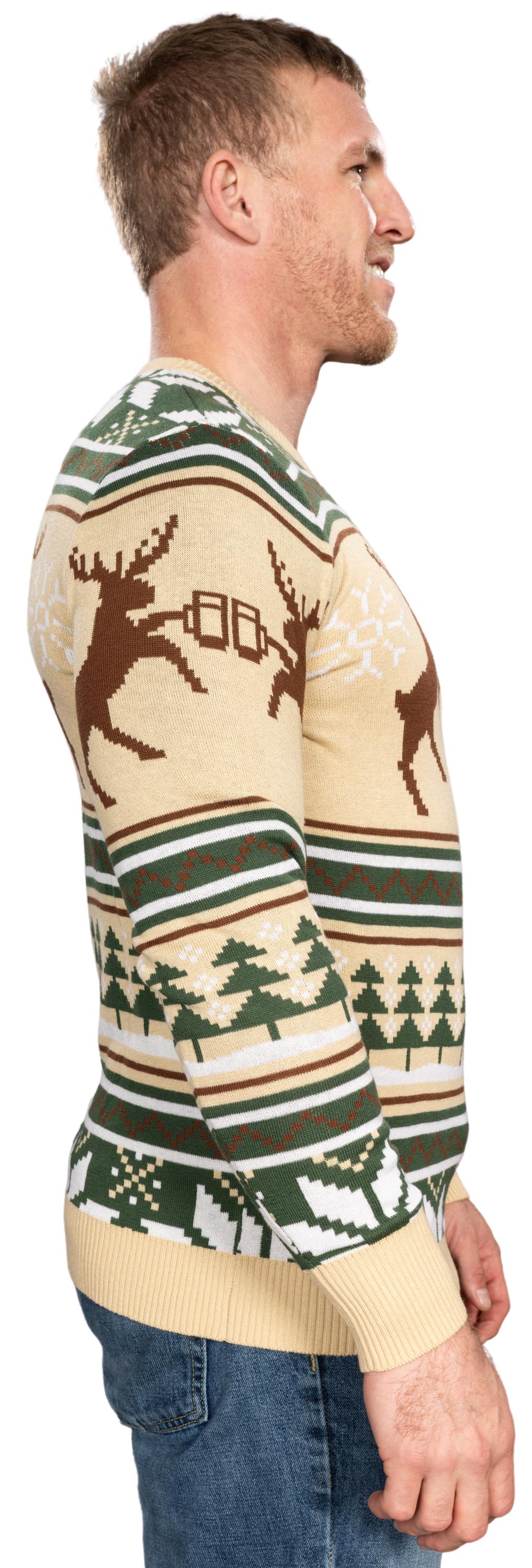 Reindeer Cheers Holiday Season Snowflakes Adult Unisex Fully Knitted Ugly Christmas Sweater