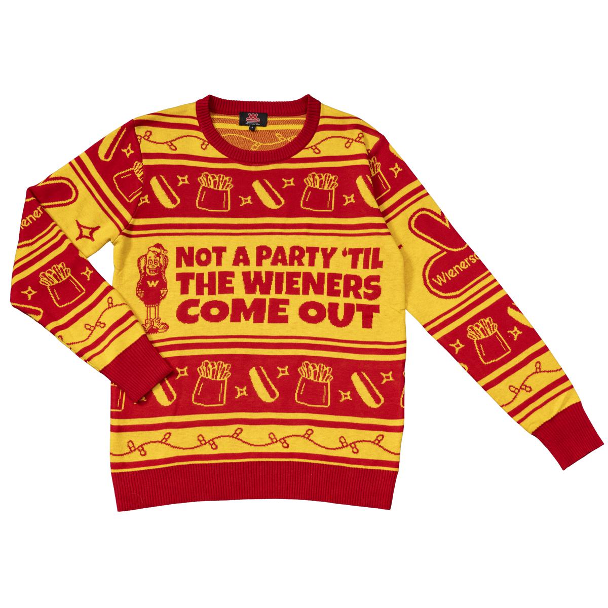 Wienerschnitzel Not A Party 'Til The Wieners Come Out Ugly Sweater