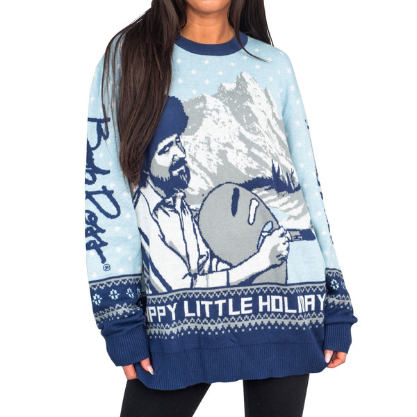 Bob Ross Happy Little Holidays Sweater