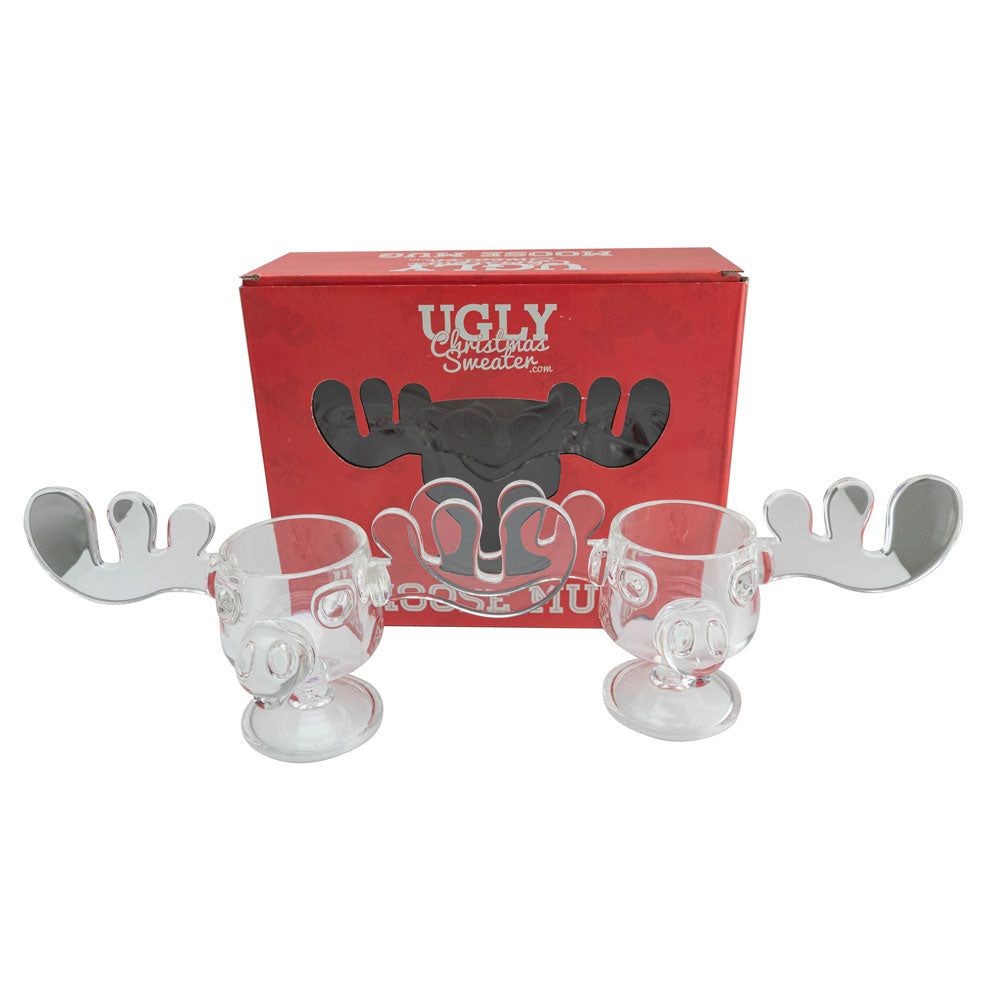 Christmas Eggnog Moose Mugs - Gift Boxed Set of 2 - Acrylic Safer