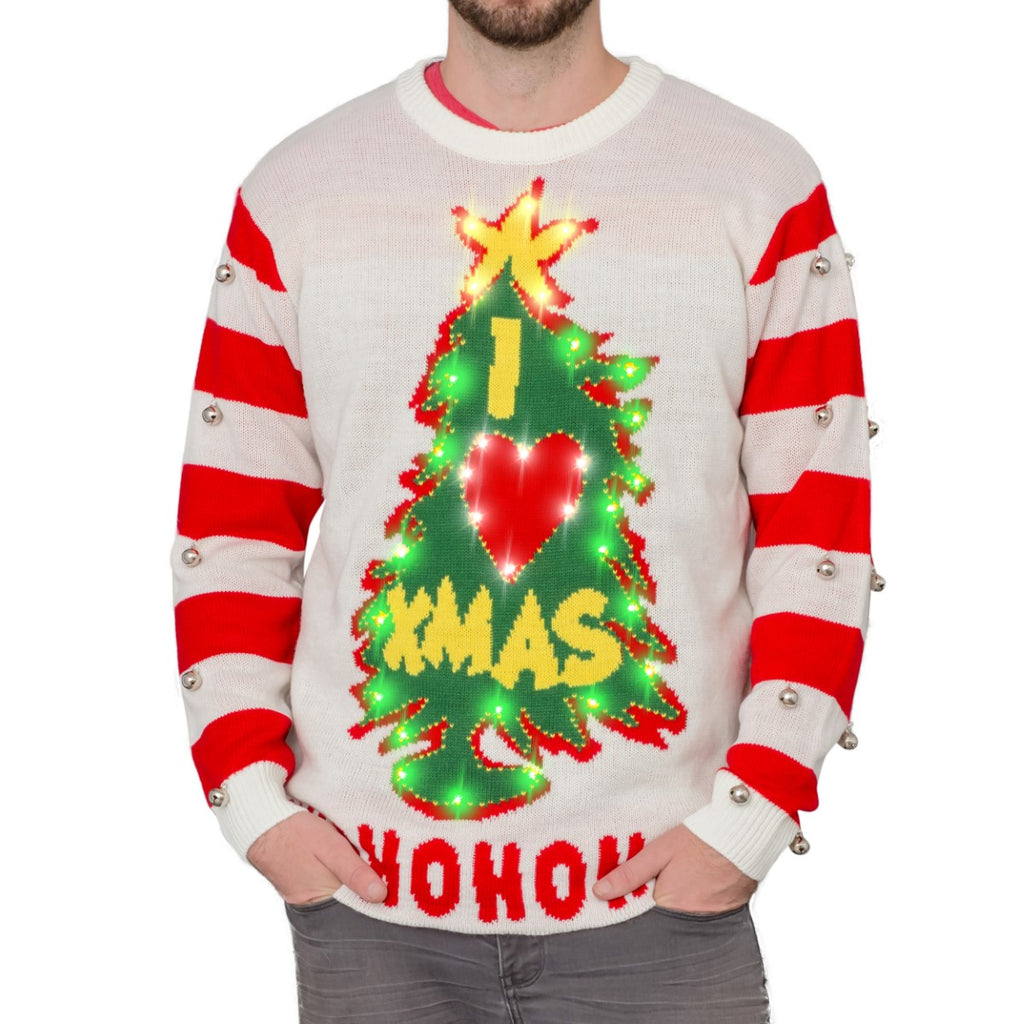 Costume Agent I Love Xmas Hohoho Grinch Light Up (LED) Christmas Tree and Star Ugly Christmas Sweater - 4XL