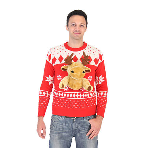  Navy 3D Reindeer Moose Ugly Christmas Sweater (Adult X-Small) :  Clothing, Shoes & Jewelry