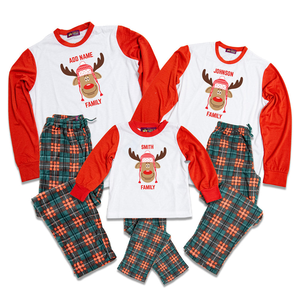 Custom Moose Christmas Family Pajamas With Text - Family Christmas Pajamas  By Jenny