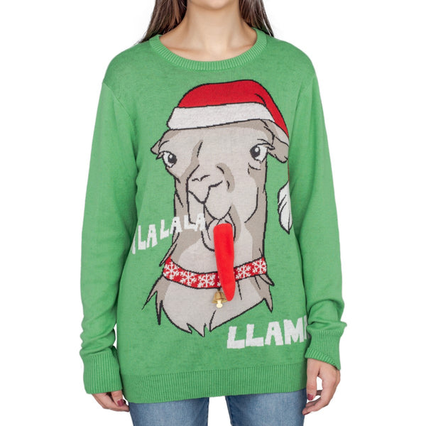 Womens llama hot sale christmas sweater