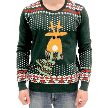 Green Reindeer Ugly Christmas Sweater (size: M)
