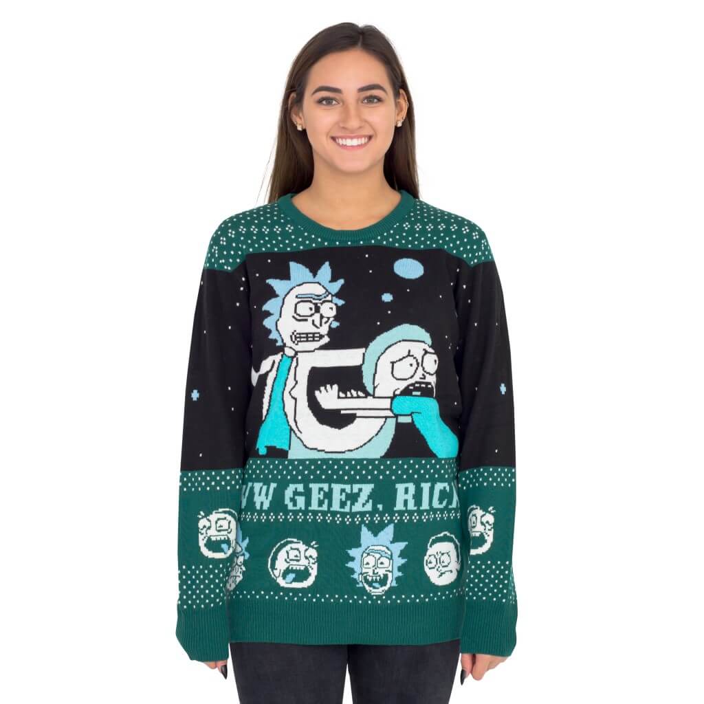 rick and morty knitted christmas jumper