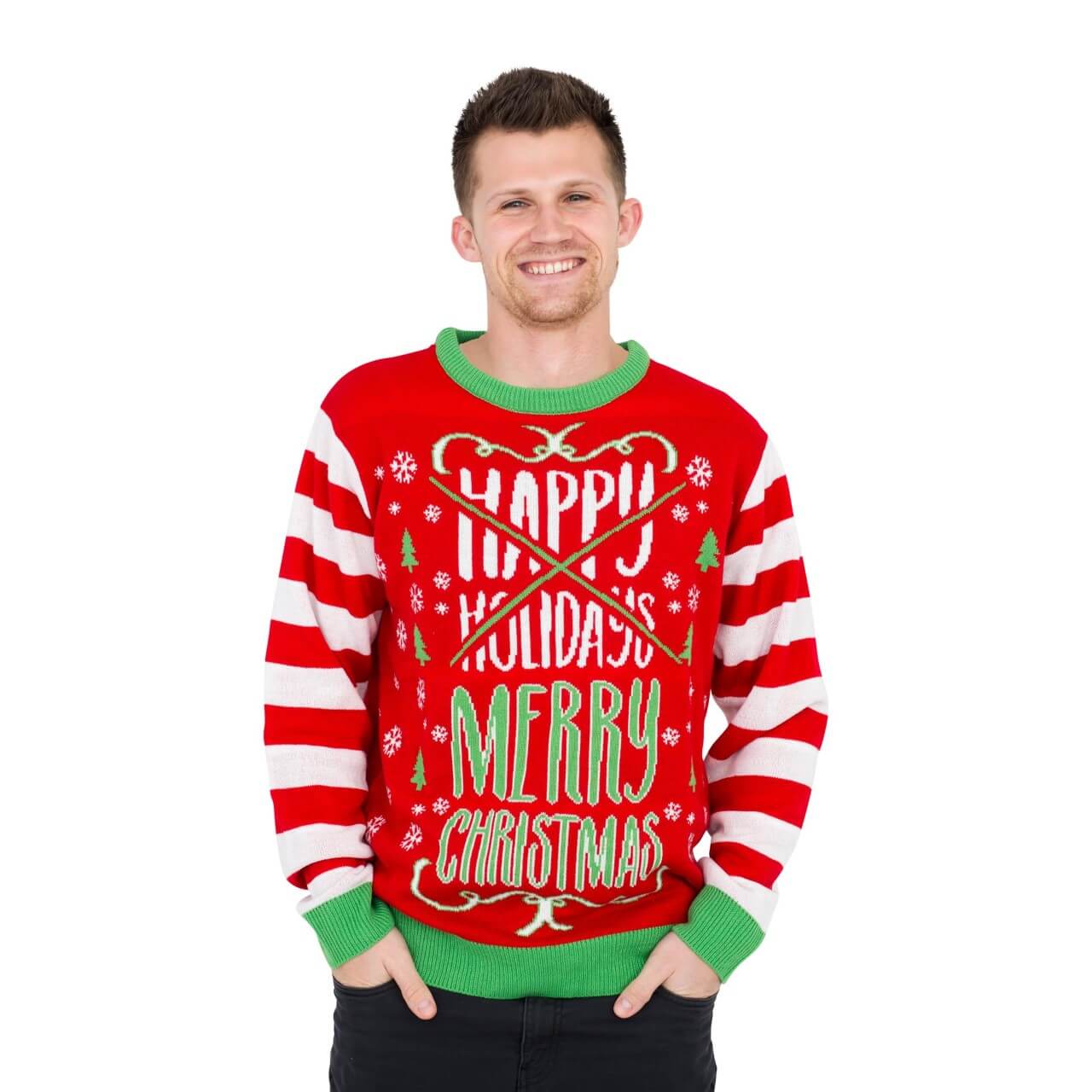 Happy Holidays Merry Ugly Christmas Sweater (size: L)