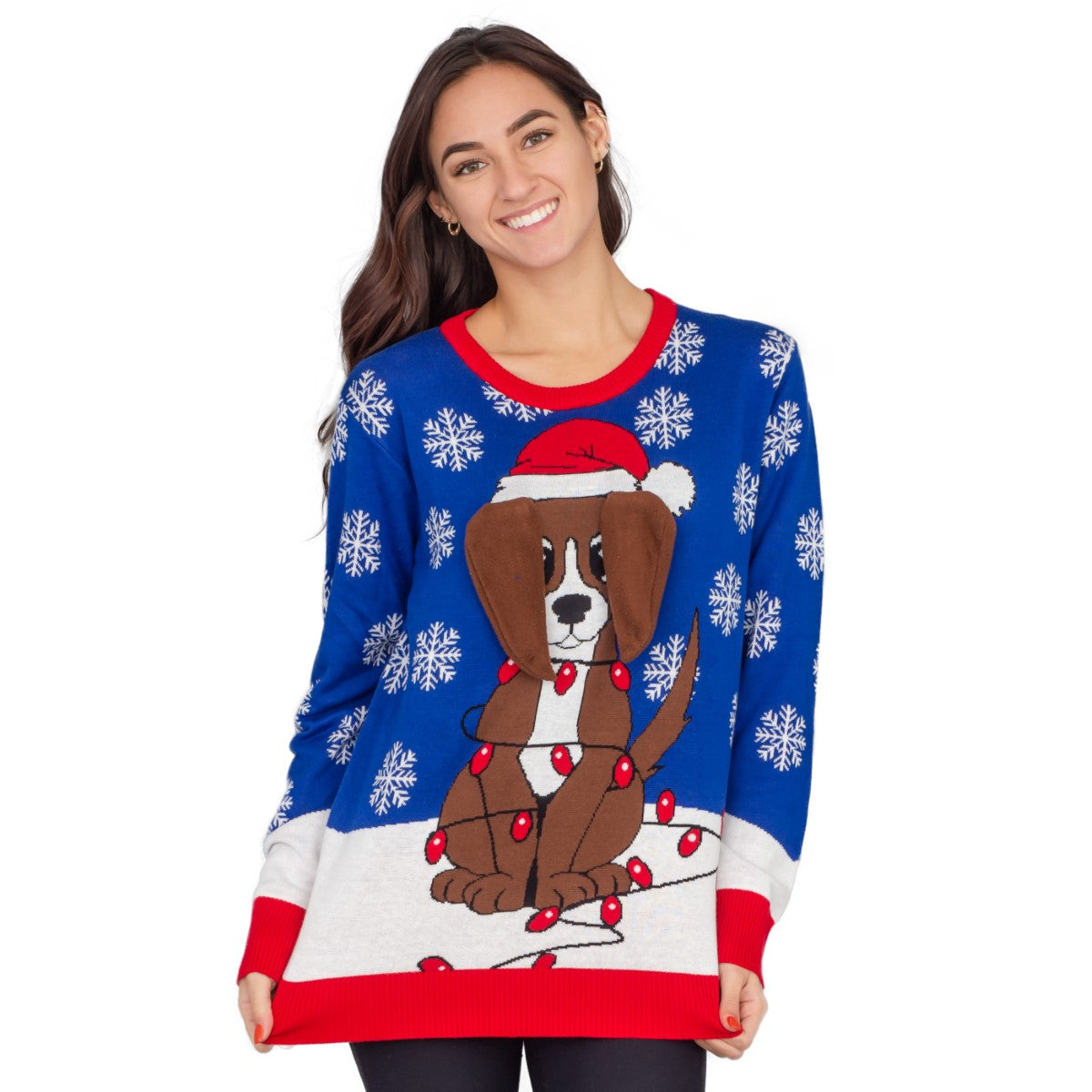 Women's Flappy Dog Animated Puppy Ears Ugly Christmas Sweater