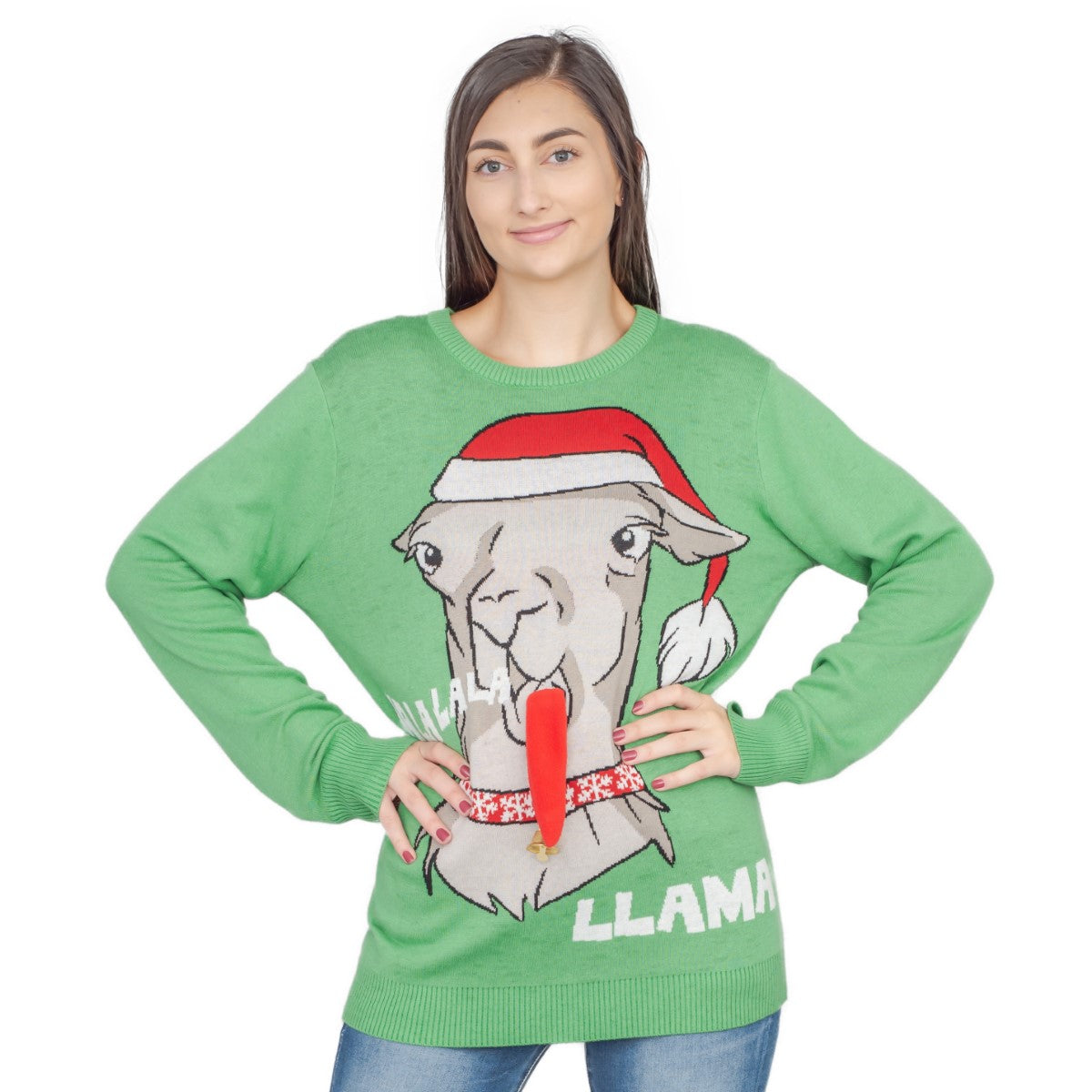 llama christmas sweater womens