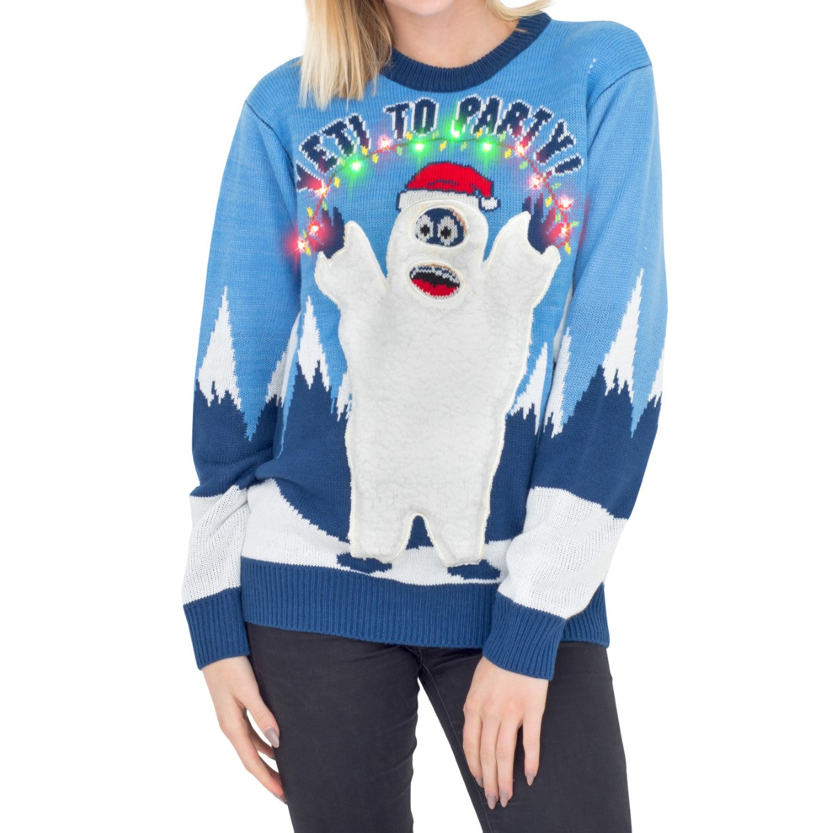 Women S Yeti To Party Abominable Snowman Light Up Led Ugly Sweater